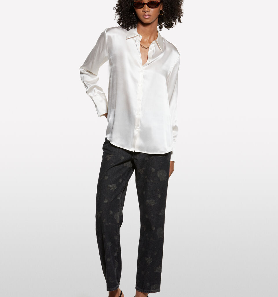 Πουκάμισο λευκό κρεμ από μετάξι. - πουκάμισα γυναικεία - Λευκο Κρεμ | Sisley image number 1